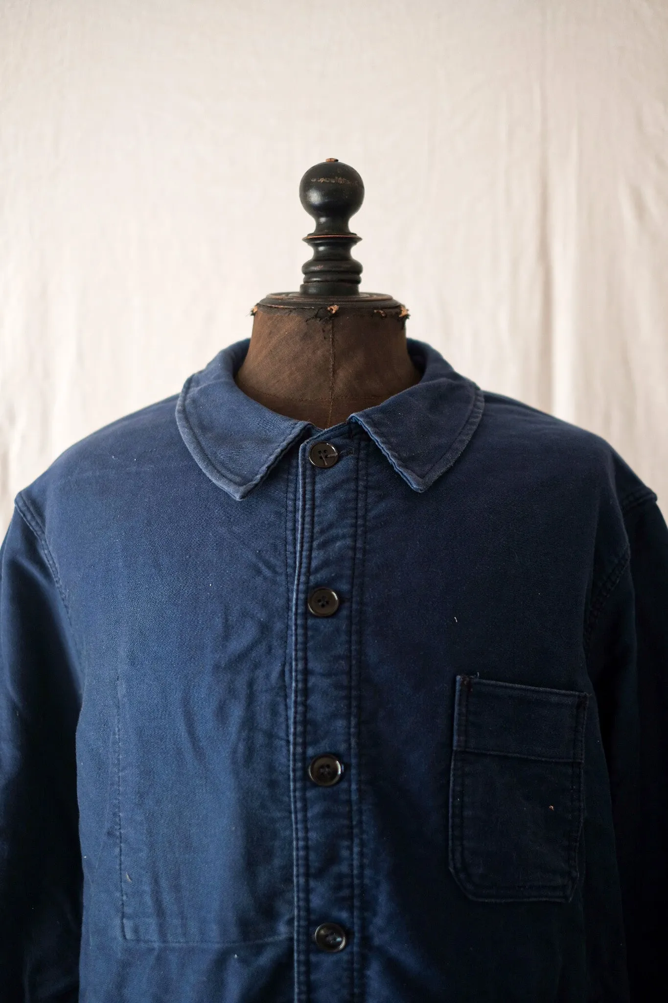 [~ 50's] Veste de travail de moleskin bleu vintage française 