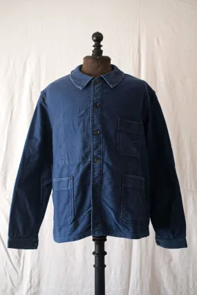 [~ 50's] Veste de travail de moleskin bleu vintage française Adolphe Lafont