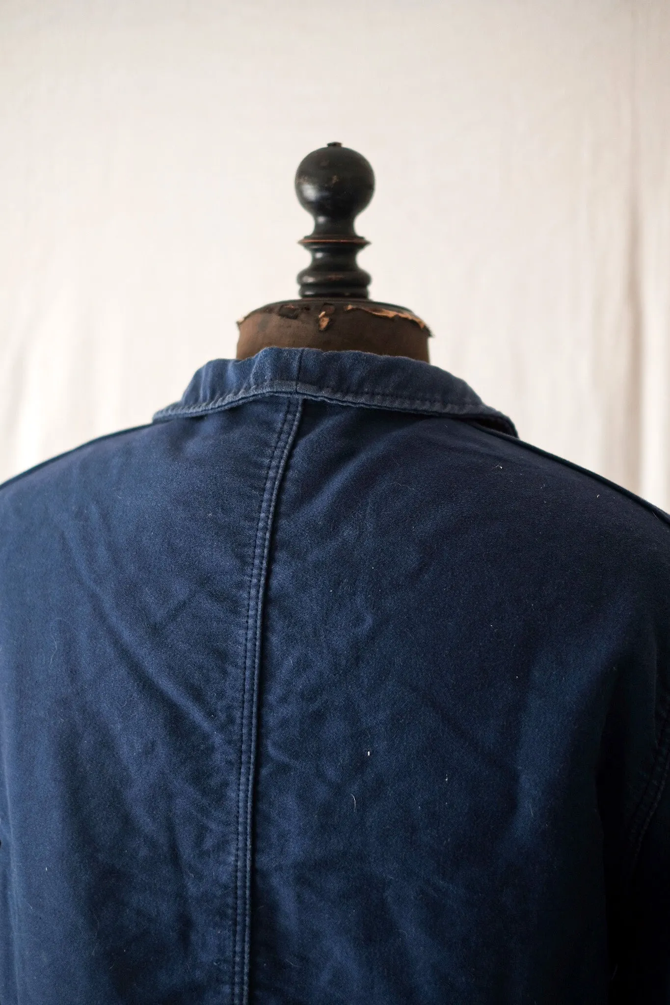 [~ 50's] Veste de travail de moleskin bleu vintage française 