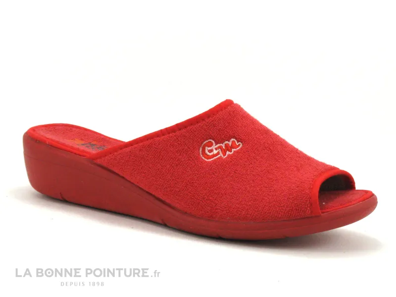 Achat chaussures CM Confort Femme Pantoufle Chausson, vente CM Confort 48750001 - Rouge - Pantoufle mule en eponge