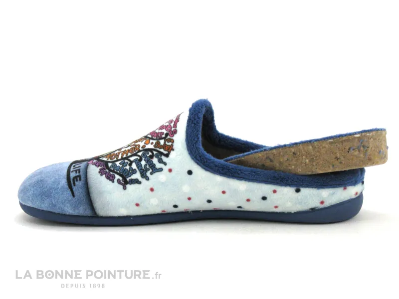 Achat chaussures CM Confort Femme Pantoufle Chausson, vente CM Confort Bleu - Arbre de vie - Pantoufle mule Femme