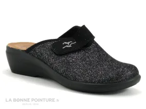 Achat chaussures Fly Flot Femme Pantoufle Chausson, vente Fly Flot FAUILLY Noir - Paillettes argent - Pantoufle sabot avec scrat