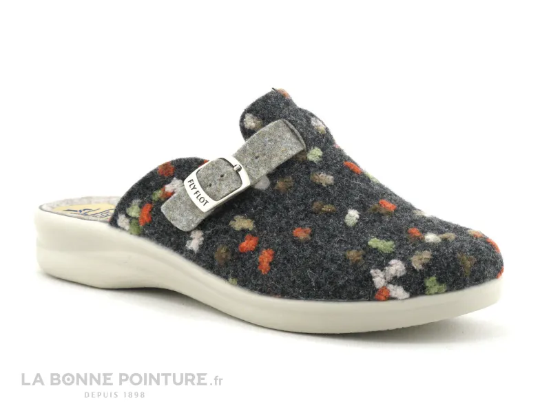 Achat chaussures Fly Flot Femme Pantoufle Chausson, vente Fly Flot FLOROY Gris - Multicolore - Pantoufle laine bouillie Femme