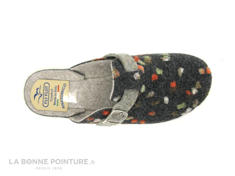 Achat chaussures Fly Flot Femme Pantoufle Chausson, vente Fly Flot FLOROY Gris - Multicolore - Pantoufle laine bouillie Femme