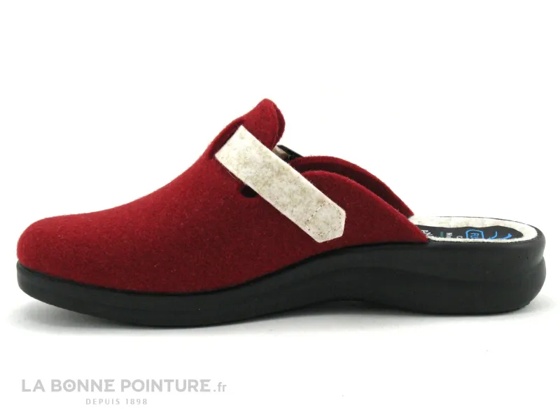 Achat chaussures Fly Flot Femme Pantoufle Chausson, vente Fly Flot FOUFOU Bordeaux - Ecru - Pantoufle mule reglable Femme