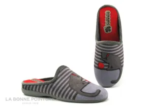 Achat chaussures Koyuk Dinamic Femme Pantoufle Chausson, vente Koyuk Dinamic 701-127 gris rayures - Chat et balle - pantoufle Mu