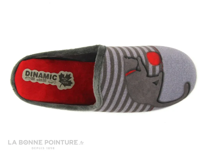 Achat chaussures Koyuk Dinamic Femme Pantoufle Chausson, vente Koyuk Dinamic 701-127 gris rayures - Chat et balle - pantoufle Mu