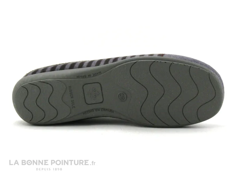 Achat chaussures Koyuk Dinamic Femme Pantoufle Chausson, vente Koyuk Dinamic 701-127 gris rayures - Chat et balle - pantoufle Mu