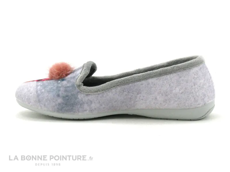 Achat chaussures La Maison de L'Espadrille Femme Pantoufle Chausson, vente Maison de l Espadrille 6150-3 - Gris Rose - Chie