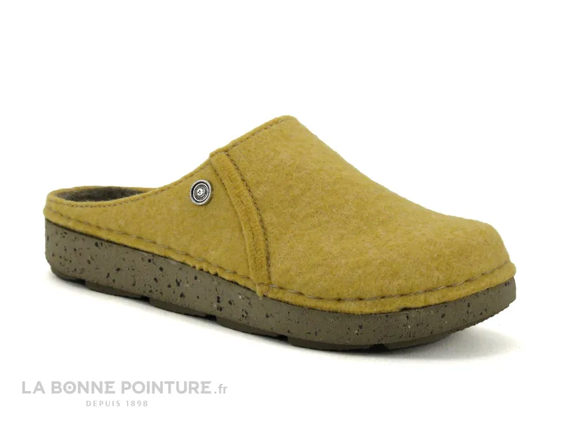 Achat chaussures Ouf ! Femme Pantoufle Chausson, vente Ouf MOTALA Jaune - 31841 - Pantoufle sabot Femme en feutre recycle