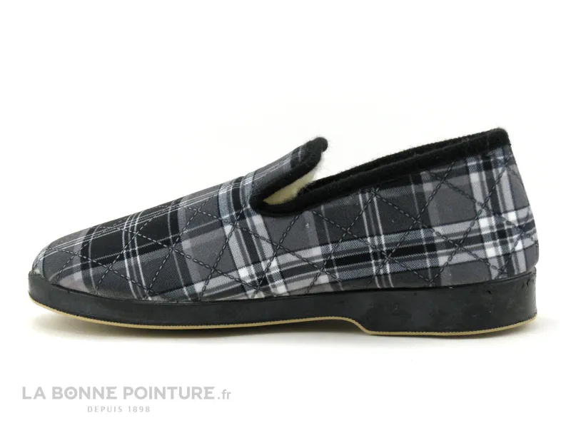 Achat chaussures Ouf ! Homme Pantoufle et Chausson, vente Ouf CADILLON Gris - Carreaux - Chausson Homme fourre laine