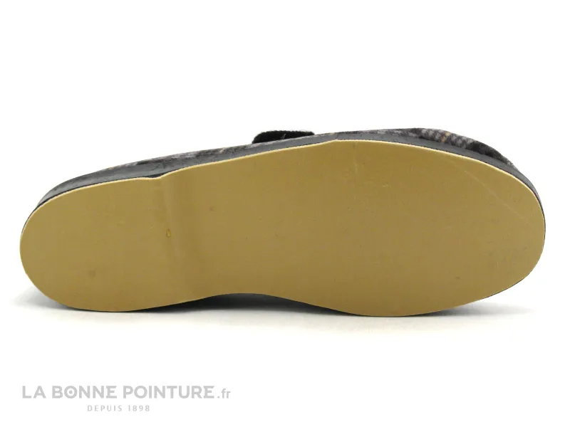 Achat chaussures Ouf ! Homme Pantoufle et Chausson, vente Ouf CIVOIRE Noir Gris - Carreaux - Charentaise Homme interieur laine