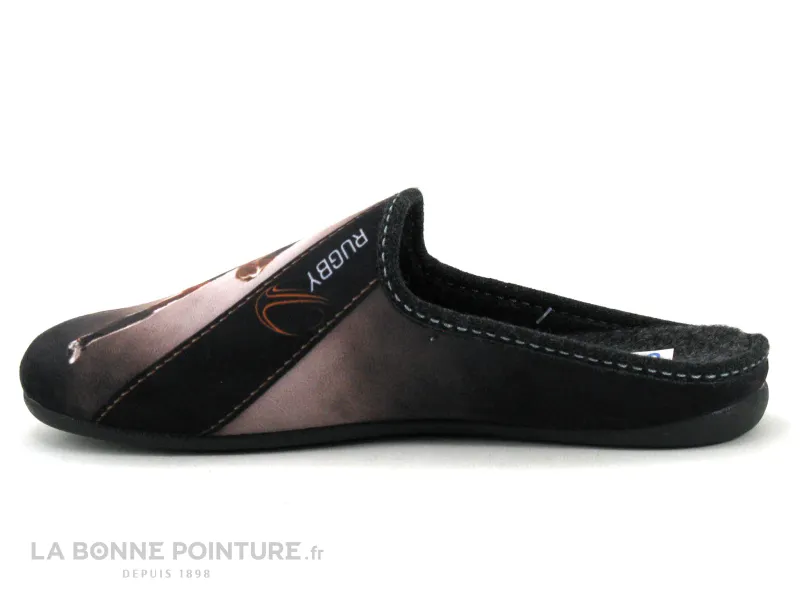 Achat chaussures Ouf ! Homme Pantoufle et Chausson, vente Ouf - Pantoufle Homme avec joueur de rugby - Noir - Marron