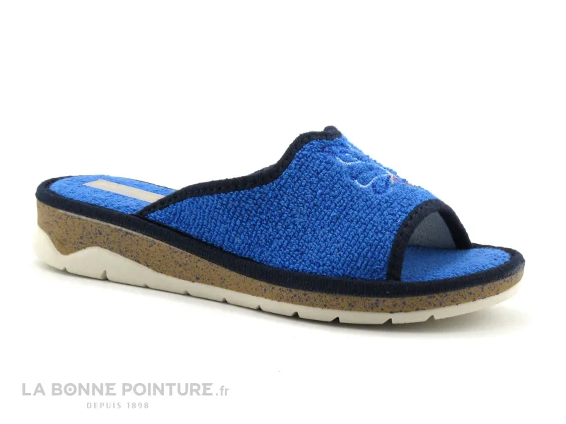 Achat chaussures Patrizia Femme Pantoufle Chausson, vente Essentia by Patrizia Azzi - PACKA - Tissu eponge bleu - Mule