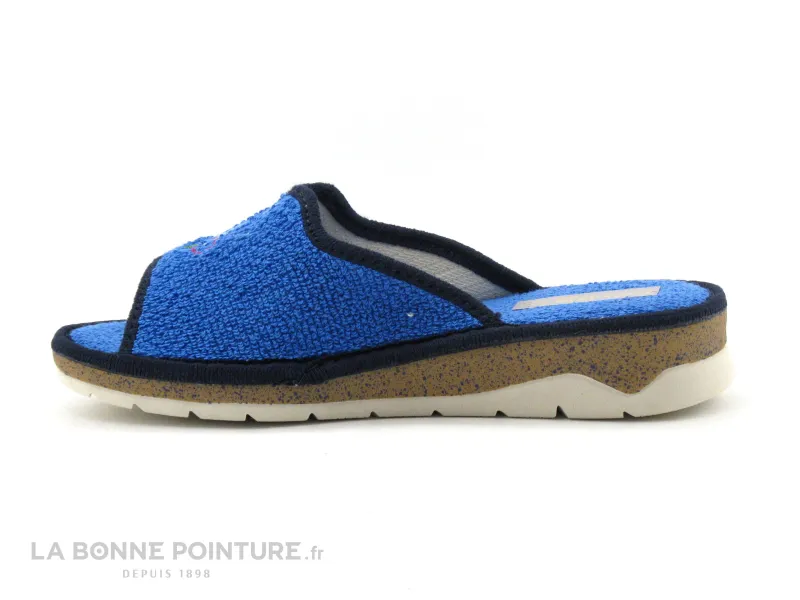 Achat chaussures Patrizia Femme Pantoufle Chausson, vente Essentia by Patrizia Azzi - PACKA - Tissu eponge bleu - Mule