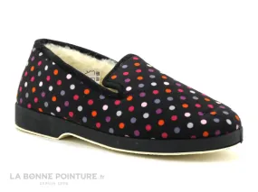 Achat chaussures Saez Femme Pantoufle Chausson, vente Saez CADETE fuxia noir - Pois multicolores - Charentaise femme