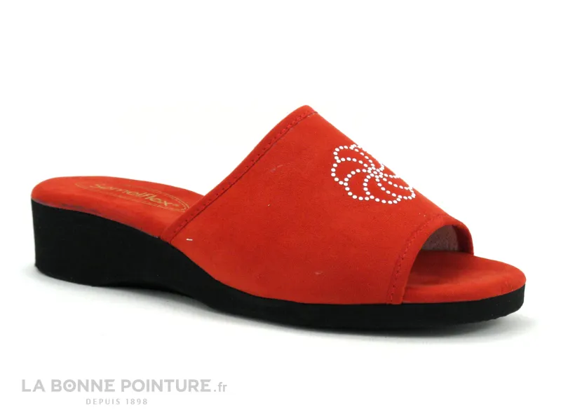 Achat chaussures Semelflex Femme Pantoufle Chausson, vente Semelflex ISIS 2 rouge - Pantoufle Mule Femme - Petit talon