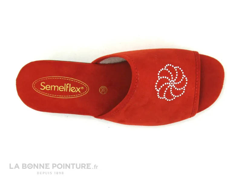 Achat chaussures Semelflex Femme Pantoufle Chausson, vente Semelflex ISIS 2 rouge - Pantoufle Mule Femme - Petit talon