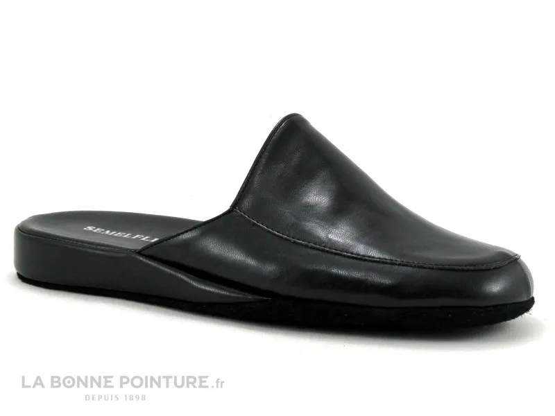 Achat chaussures Semelflex Homme Pantoufle et Chausson, vente Semelflex BEY Noir - Pantoufle mule Homme avec semelle cuir