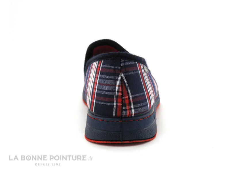 Achat chaussures Semelflex Homme Pantoufle et Chausson, vente Semelflex SUPER XAVIER Marine - Rouge - Carreaux - Charentaise Hom