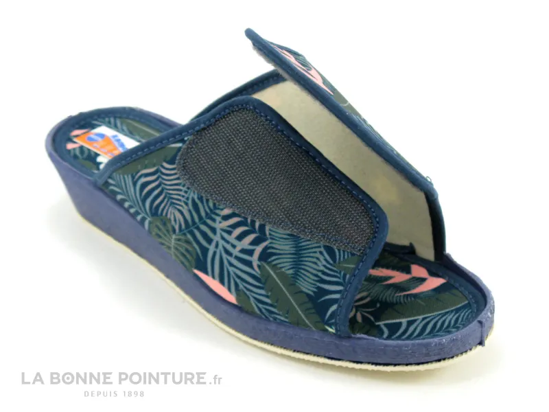 Achat chaussures Soca Femme Pantoufle Chausson, vente Soca Komodonas 1137 Tropical - Vert fleuri -  Mule compensee avec scratch