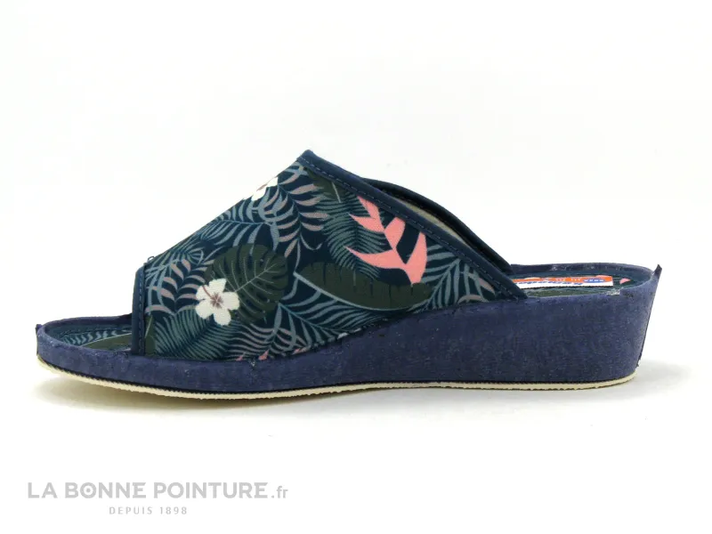 Achat chaussures Soca Femme Pantoufle Chausson, vente Soca Komodonas 1137 Tropical - Vert fleuri -  Mule compensee avec scratch