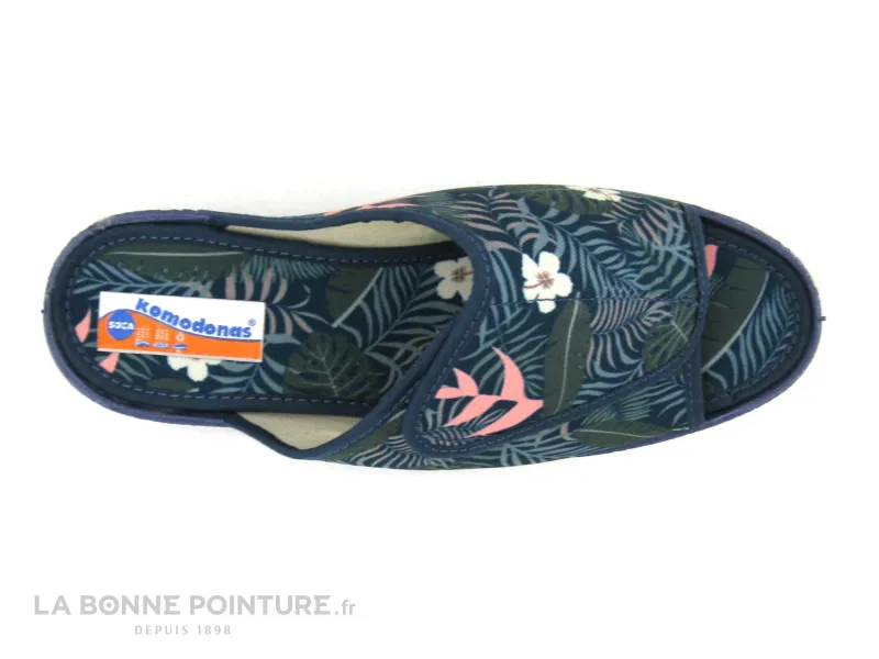 Achat chaussures Soca Femme Pantoufle Chausson, vente Soca Komodonas 1137 Tropical - Vert fleuri -  Mule compensee avec scratch