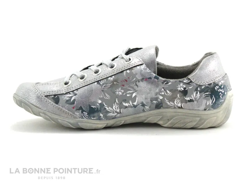 Achat chaussures The Divine Factory Femme Basket, vente The Divine Factory PO3607  - Argent Gris Fleurs - Basket Femme