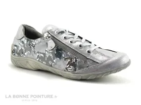 Achat chaussures The Divine Factory Femme Basket, vente The Divine Factory PO3607  - Argent Gris Fleurs - Basket Femme