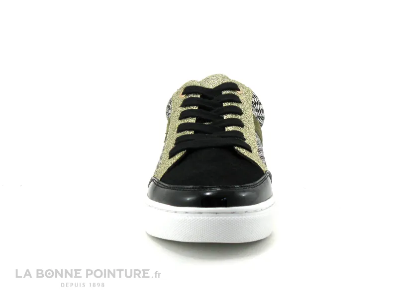 Achat chaussures The Divine Factory Femme Basket, vente The Divine Factory  QL4702 - Noir - Or - Pied de poule - Basket Femme