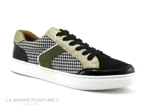 Achat chaussures The Divine Factory Femme Basket, vente The Divine Factory  QL4702 - Noir - Or - Pied de poule - Basket Femme