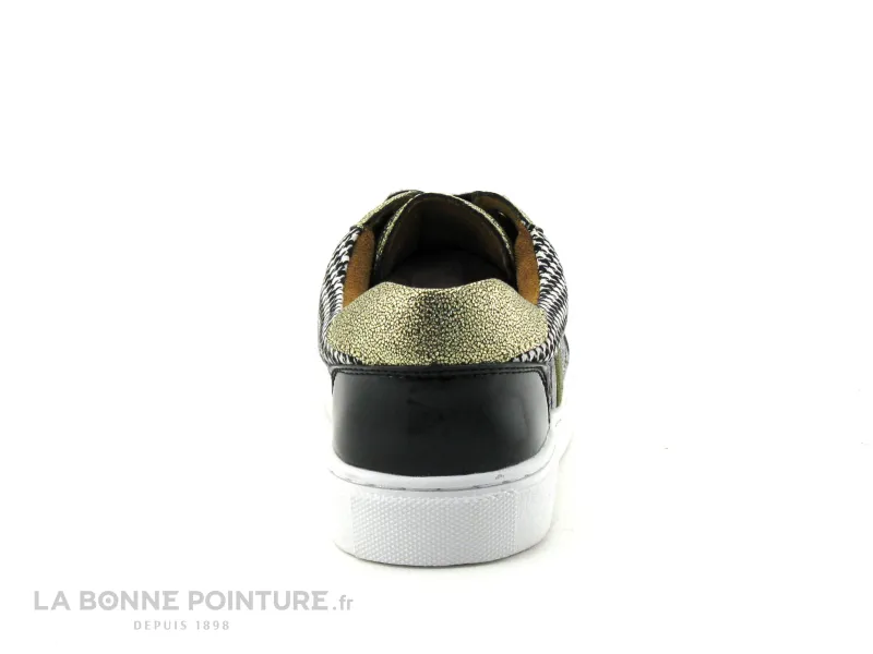 Achat chaussures The Divine Factory Femme Basket, vente The Divine Factory  QL4702 - Noir - Or - Pied de poule - Basket Femme