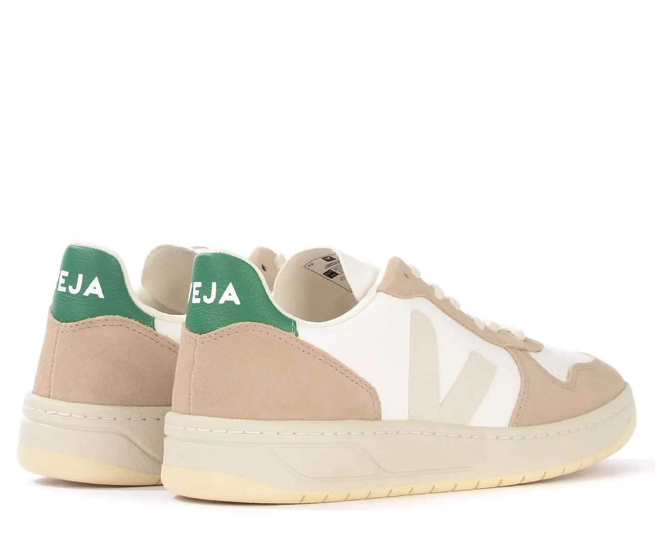 Baskets Veja V-10 blanc beige et vert