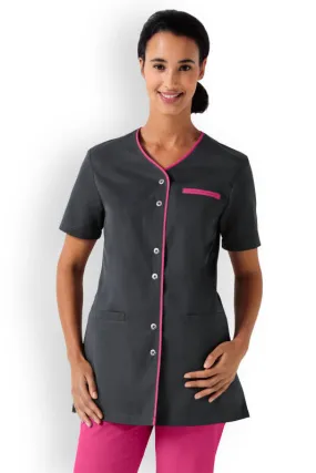 Blouse Beauté Femme - Boutonnée anthracite/pink