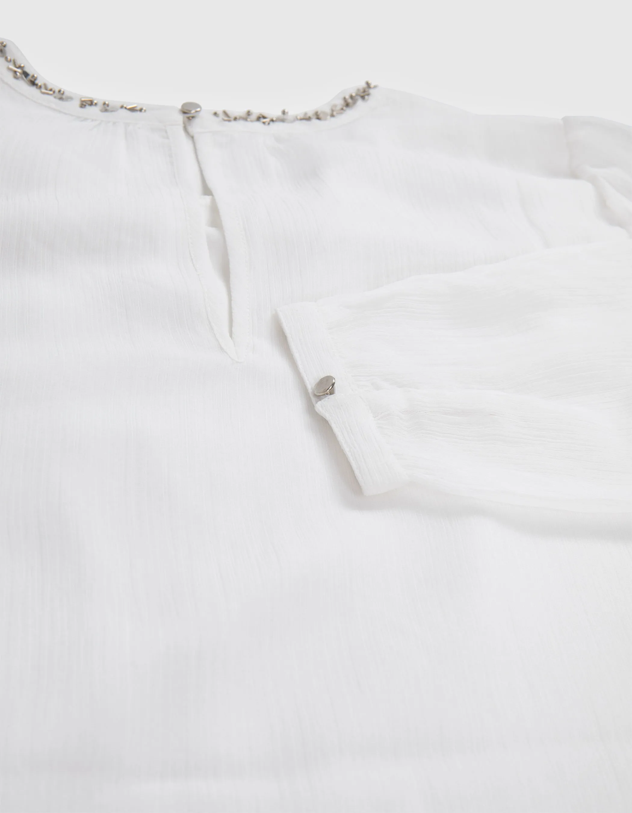 Blouse blanc cassé broderies perles Femme