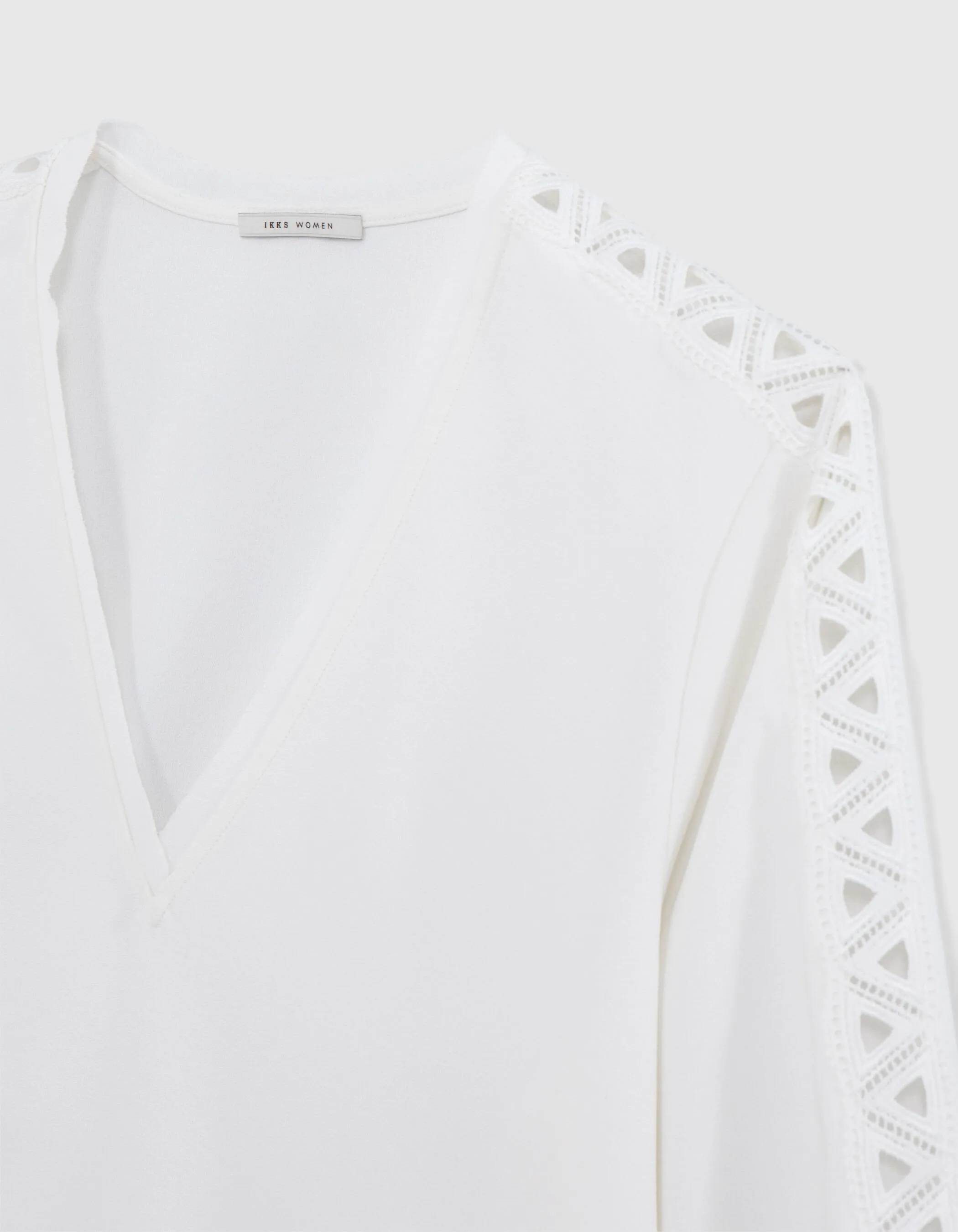 Blouse blanc cassé ganses dentelle Femme