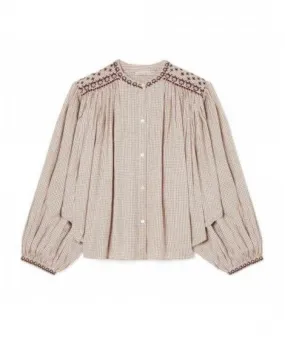 Blouse en coton bio Jeanne - Cream Check