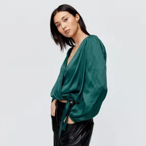 Blouse en satin Femme - Vert émeraude