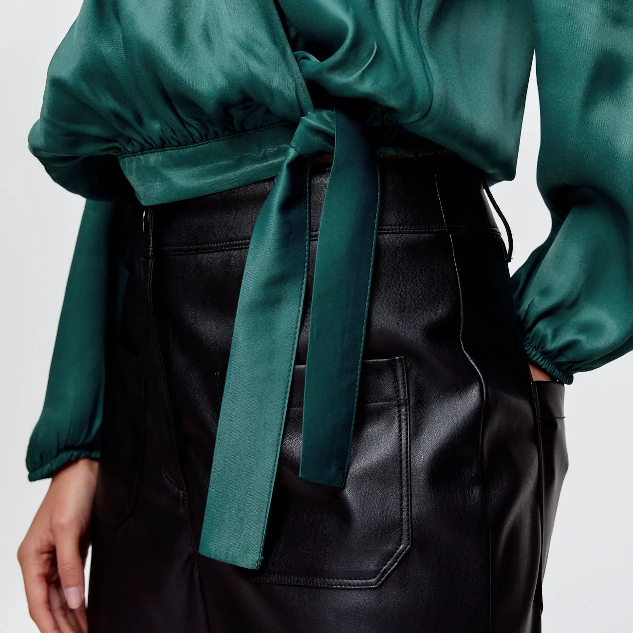 Blouse en satin Femme - Vert émeraude