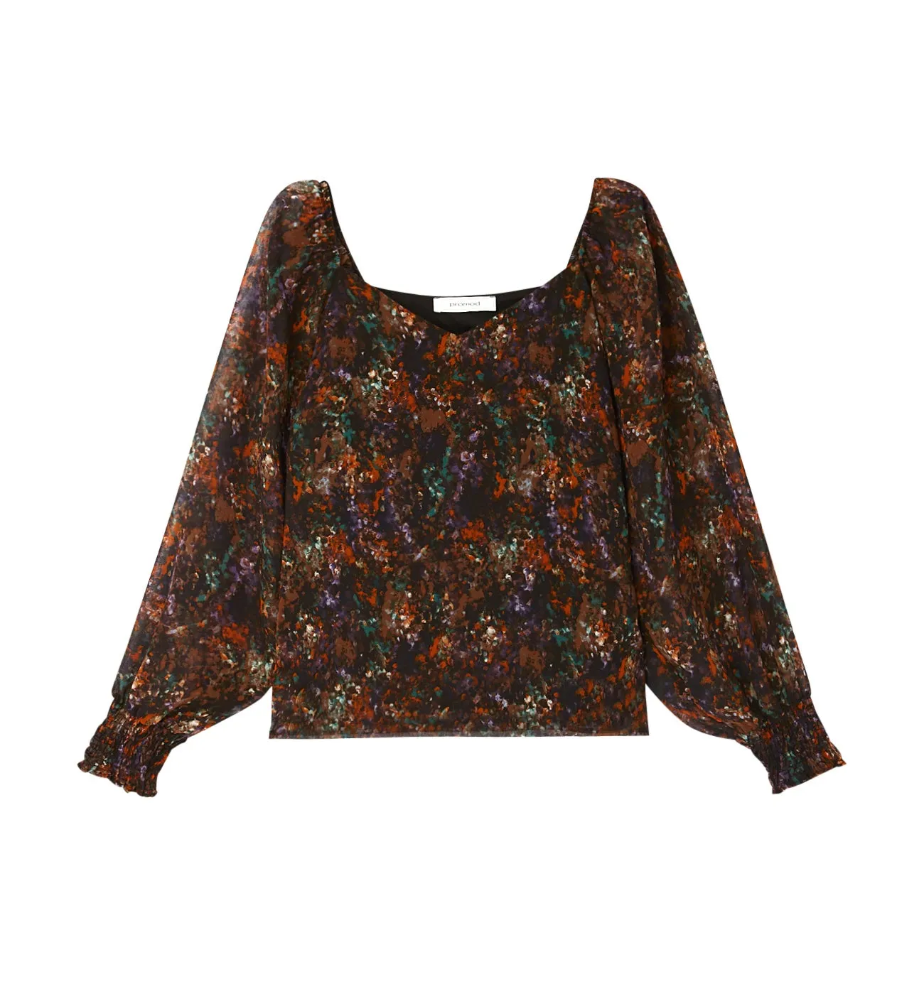 Blouse en voile imprimé Femme - Imprimé noir