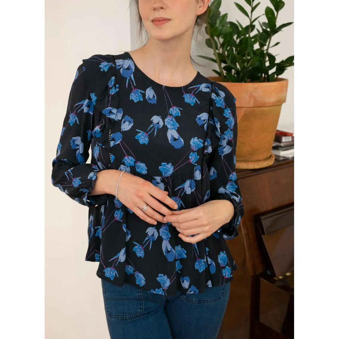 Blouse LEMILA bleu marine | 3 Suisses