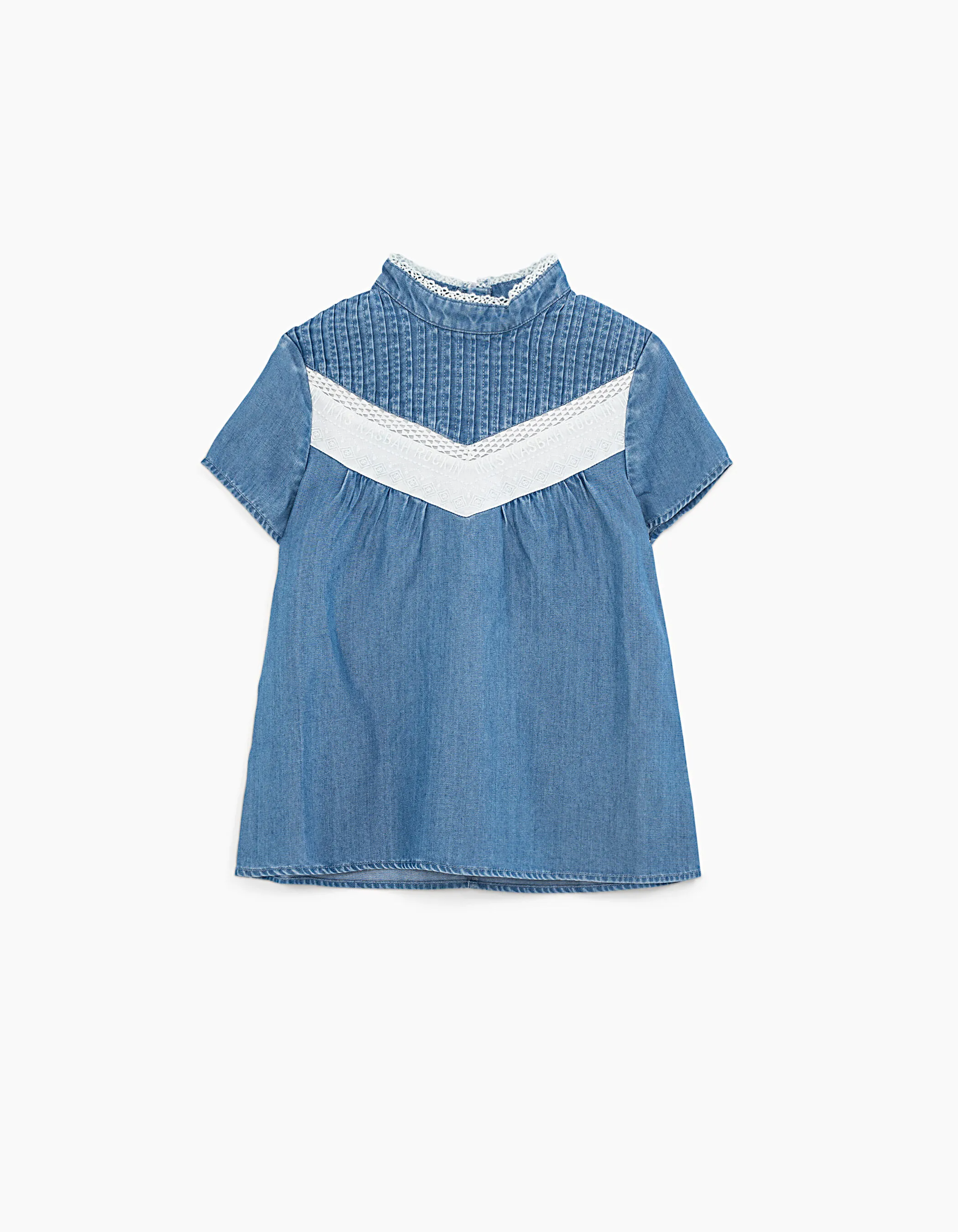 Blouse light blue avec dentelle fille