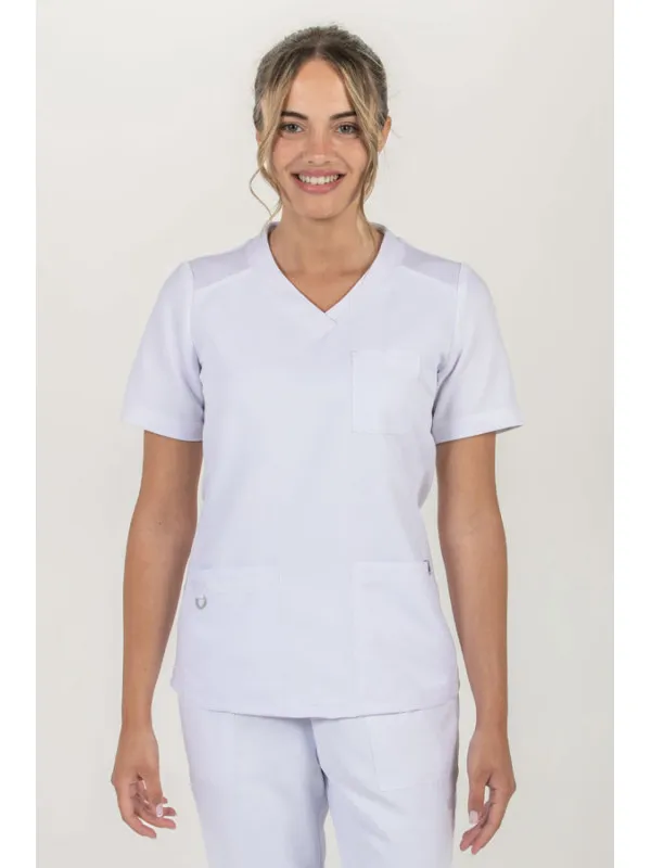 Blouse médicale en microfibre tricotée blanche