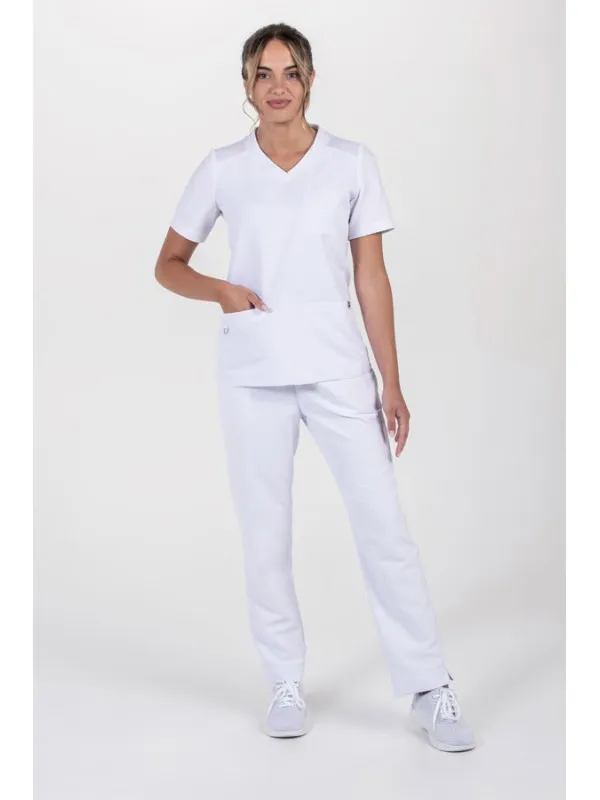 Blouse médicale en microfibre tricotée blanche