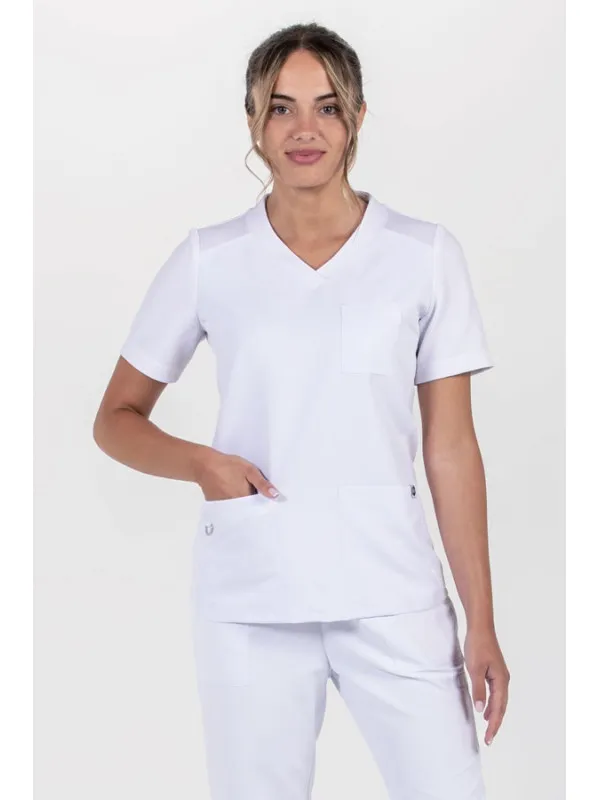 Blouse médicale en microfibre tricotée blanche