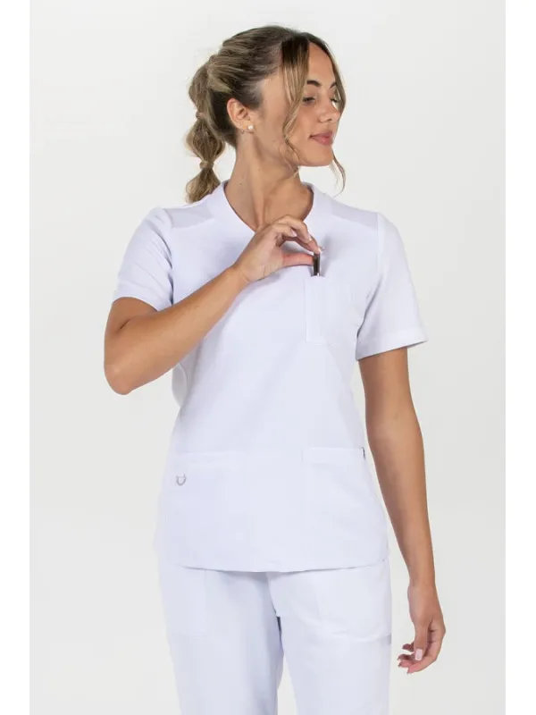 Blouse médicale en microfibre tricotée blanche