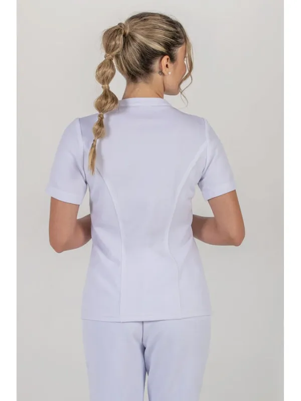 Blouse médicale en microfibre tricotée blanche