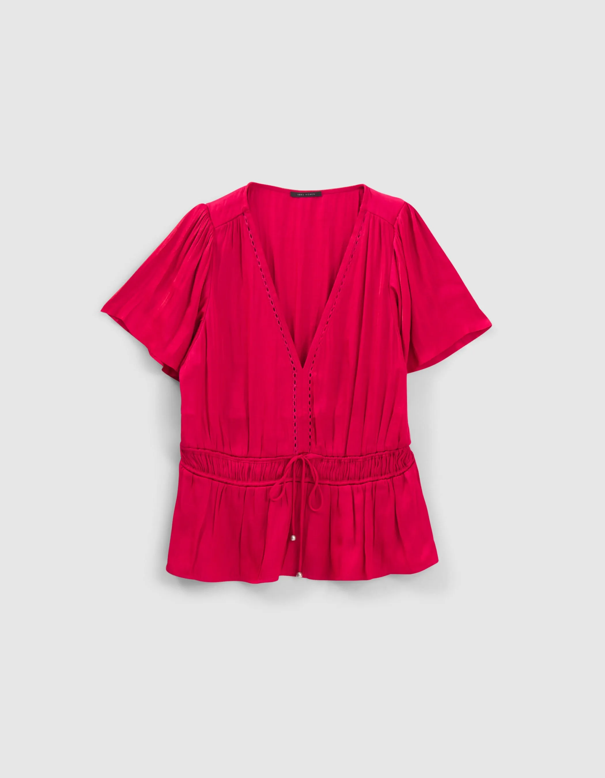 Blouse peplum fushia acidulé femme