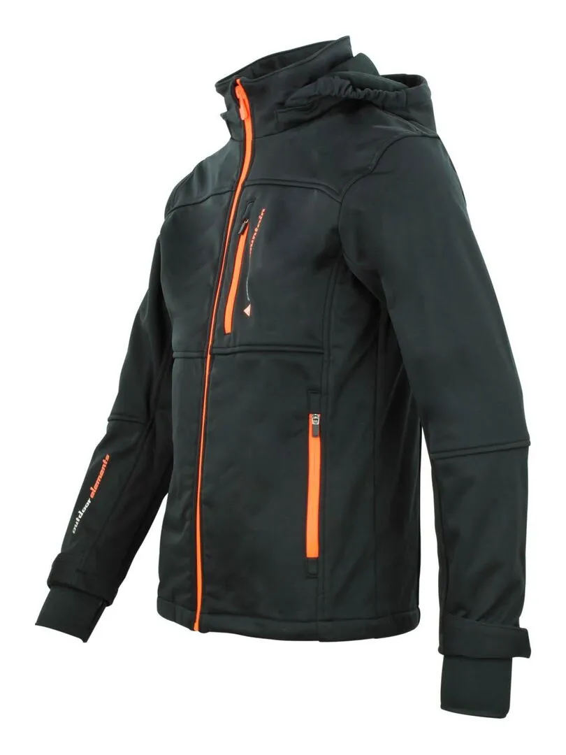 Blouson softshell garçon ECANNE - PEAK MOUNTAIN - Noir Orange