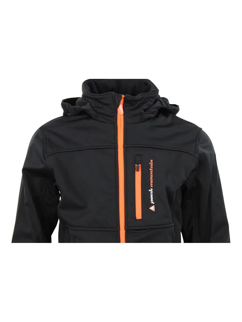 Blouson softshell garçon ECANNE - PEAK MOUNTAIN - Noir Orange